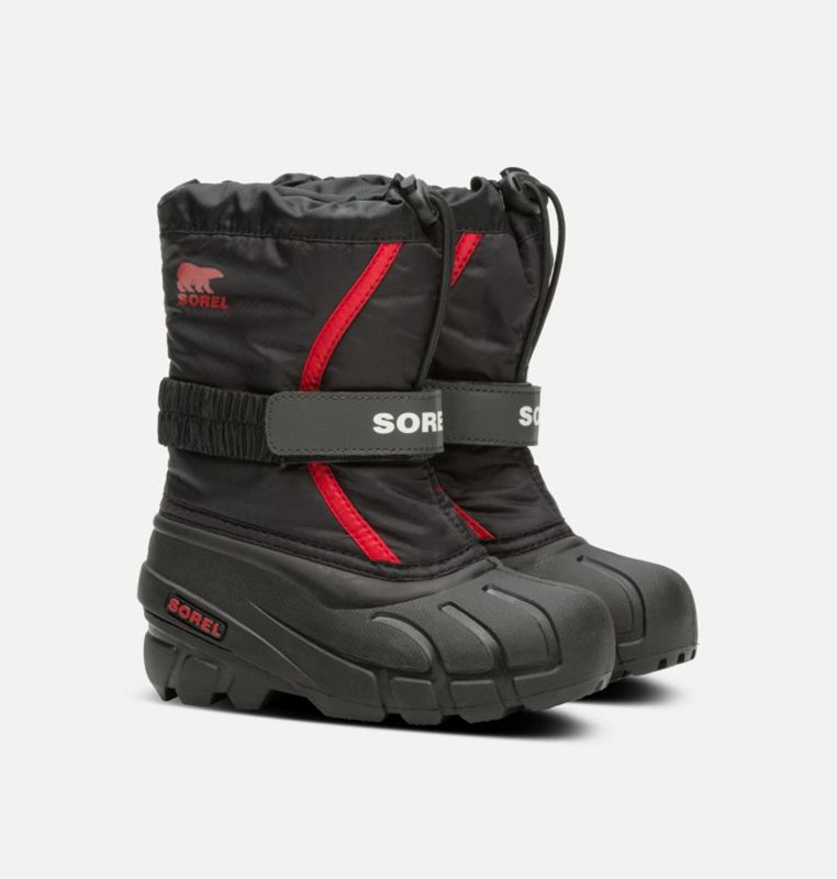 Sorel Childrens Flurry™ - Kids Snow Boots Black/Red - 903145UAG